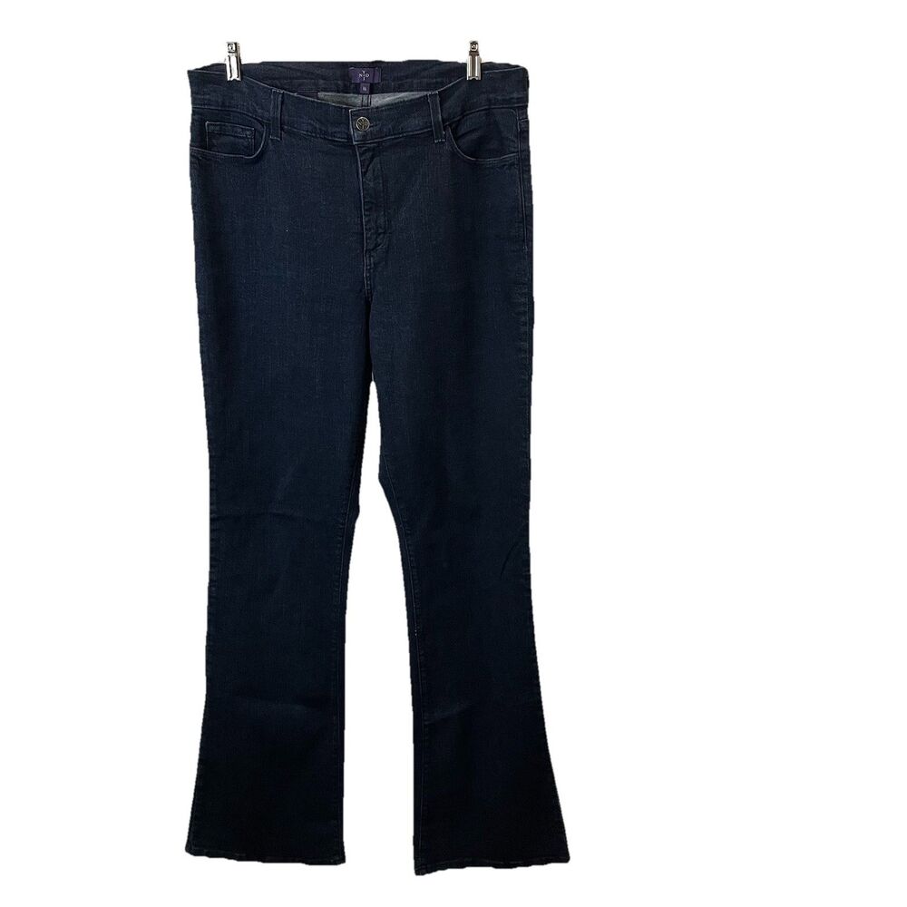 NYDJ Flare Leg Jeans Womens Size 16 Lift Tuck Dark Wash Denim High Rise Blue